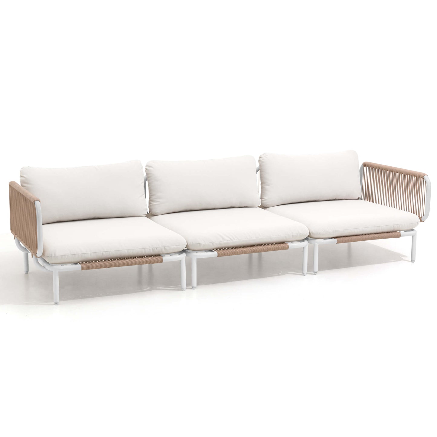 Modular Patio Sofa Chair with Rope Weave & Convertible Armrests