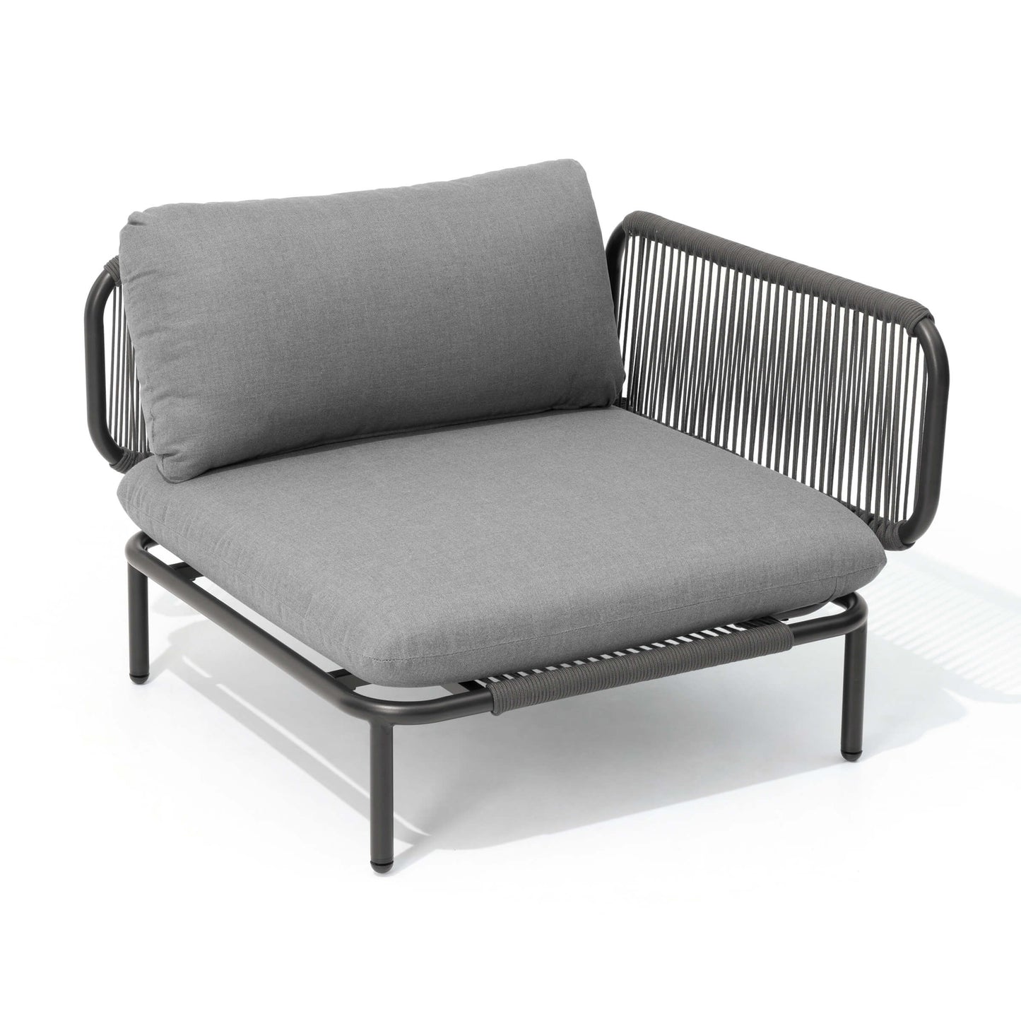 Modular Patio Sofa Chair with Rope Weave & Convertible Armrests