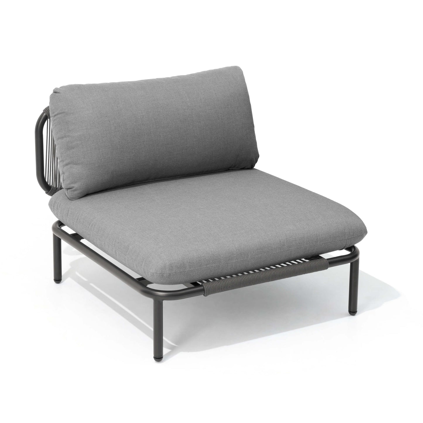 Modular Patio Sofa Chair with Rope Weave & Convertible Armrests