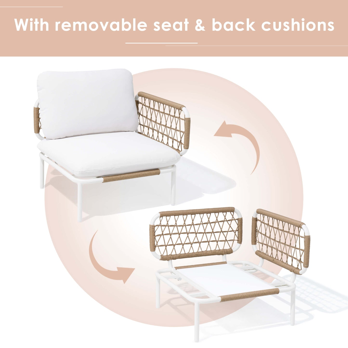 Aluminum Outdoor Loveseat with Detachable Cushions