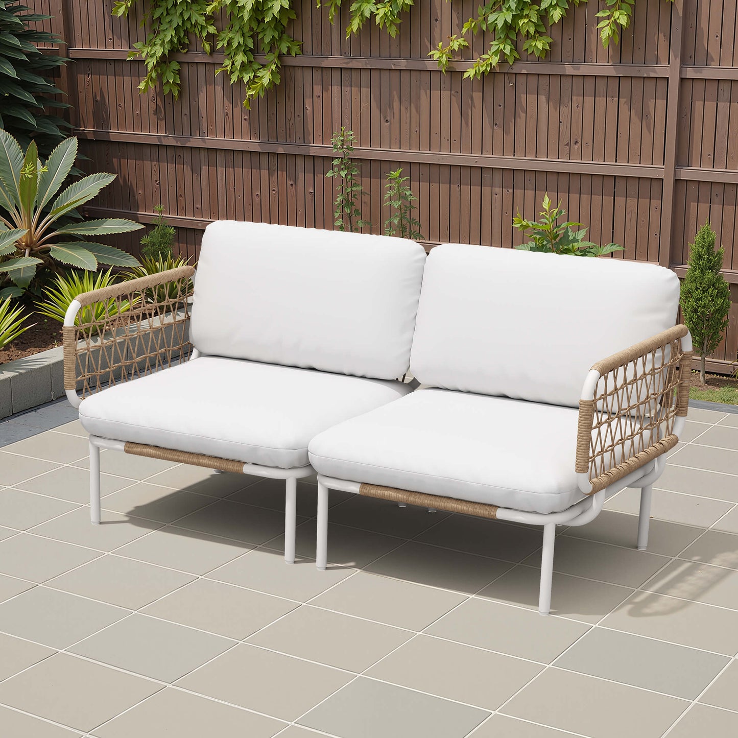 Aluminum Outdoor Loveseat with Detachable Cushions