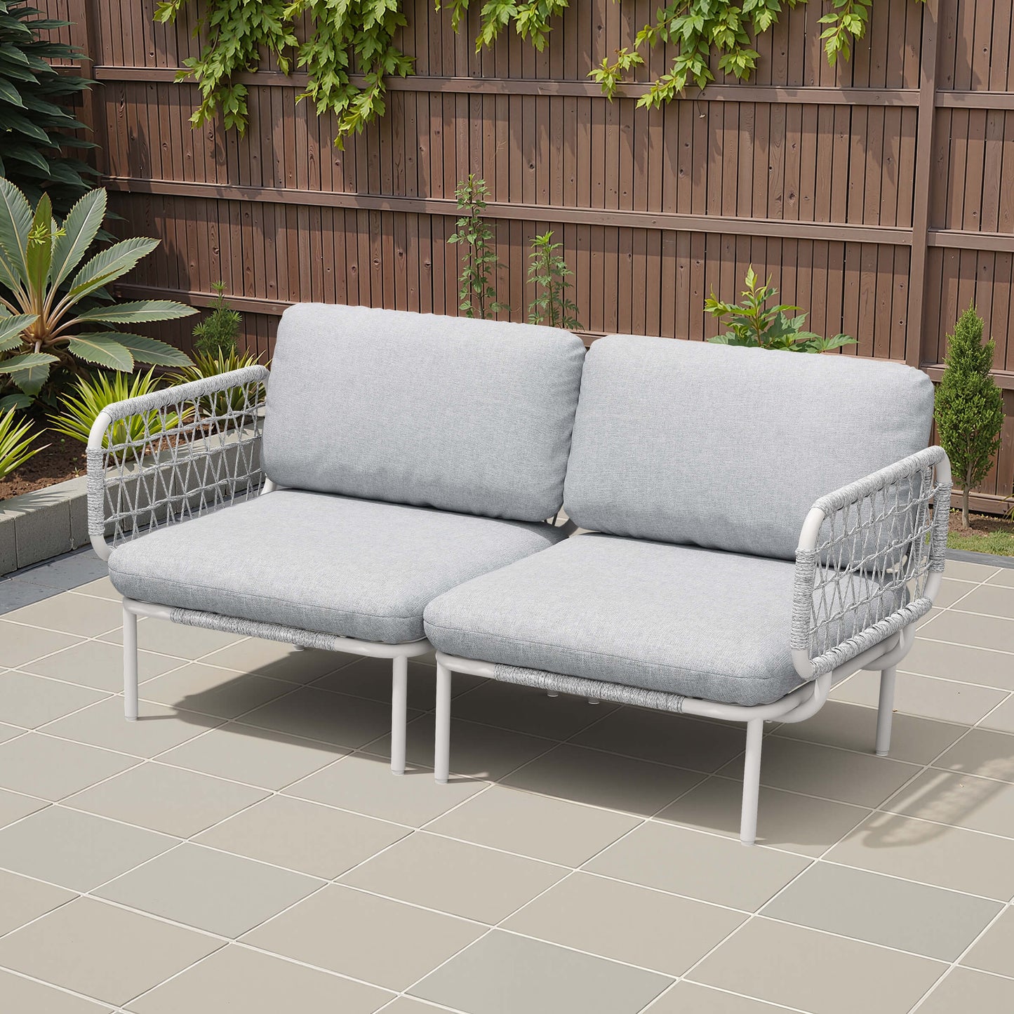 Aluminum Outdoor Loveseat with Detachable Cushions