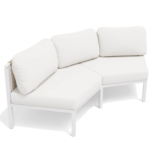 Curved Aluminum Outdoor Sectional Sofa with Water-Resistant Cushions