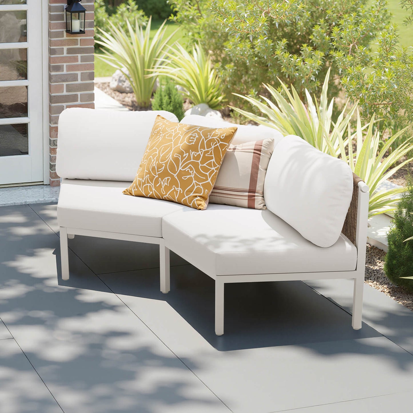 Curved Aluminum Outdoor Sectional Sofa with Water-Resistant Cushions