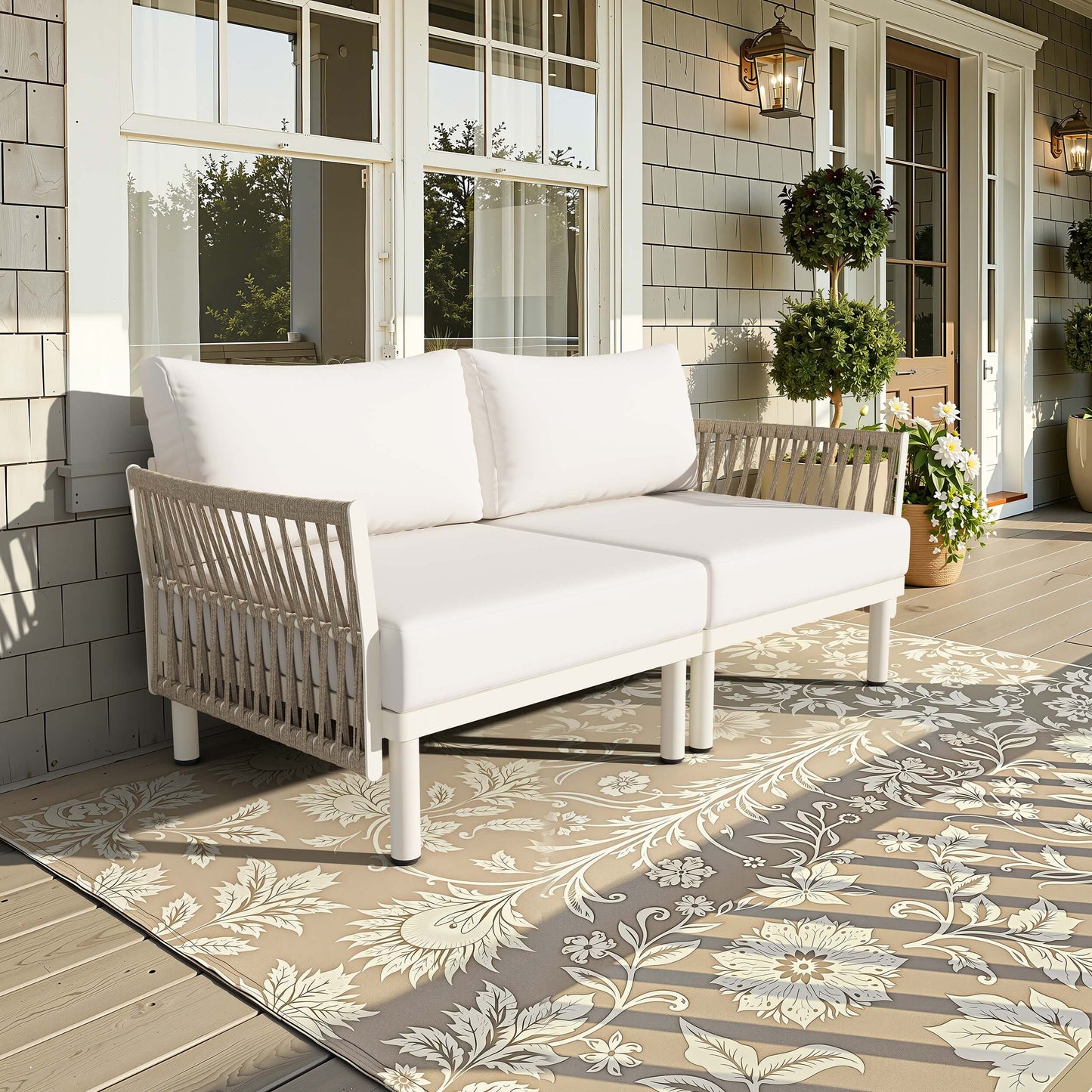 Modular Outdoor Wicker Sectional Sofa with Cushions