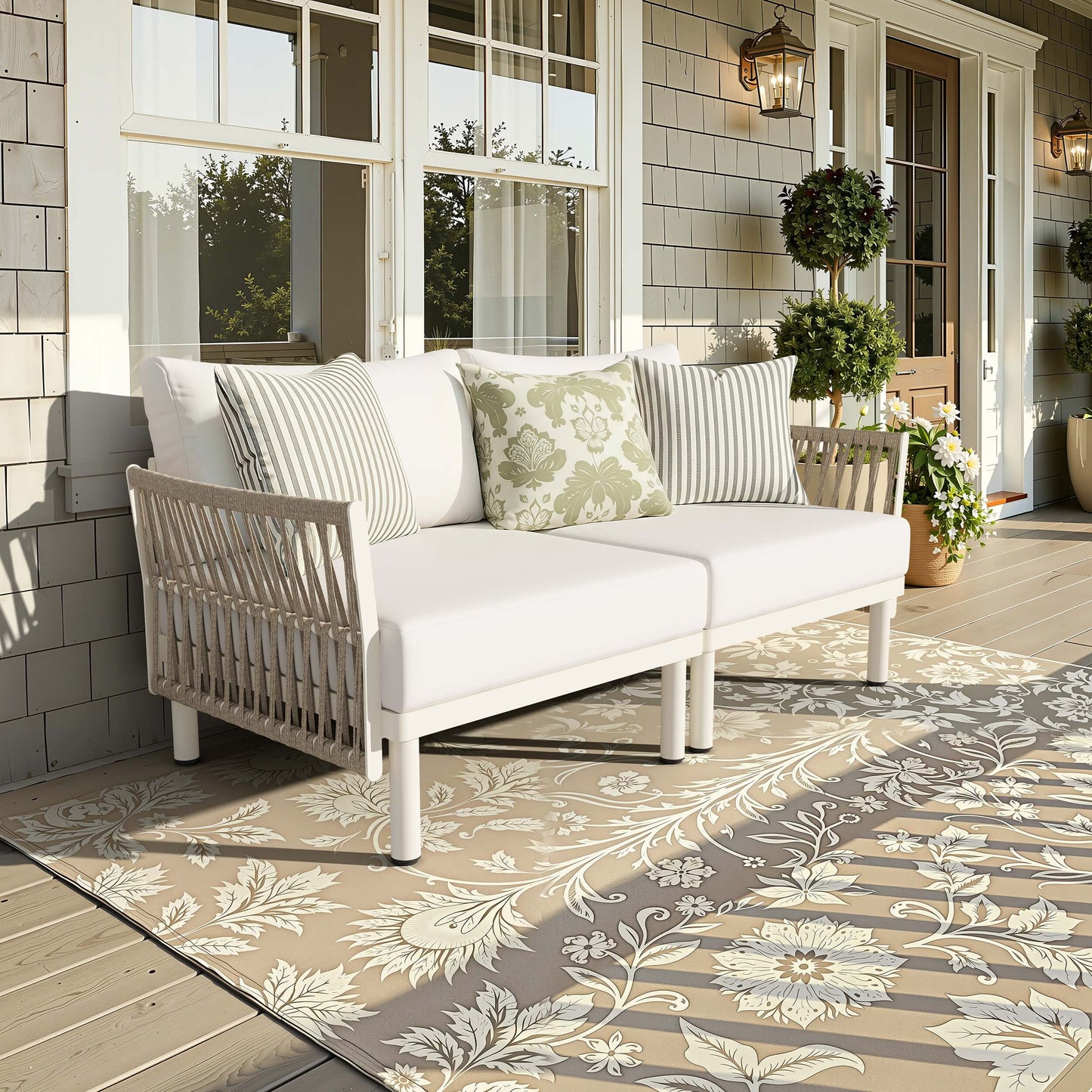 Modular Outdoor Wicker Sectional Sofa with Cushions