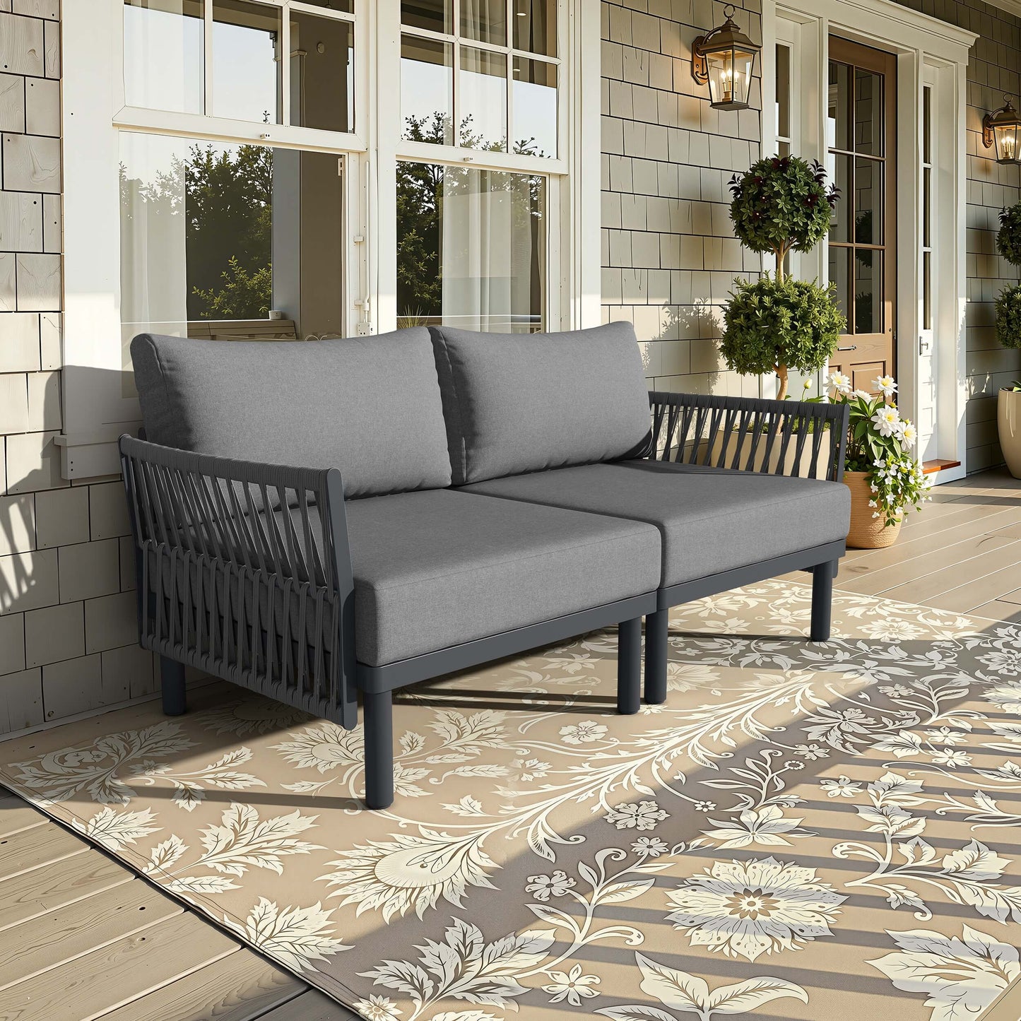 Modular Outdoor Wicker Sectional Sofa with Cushions