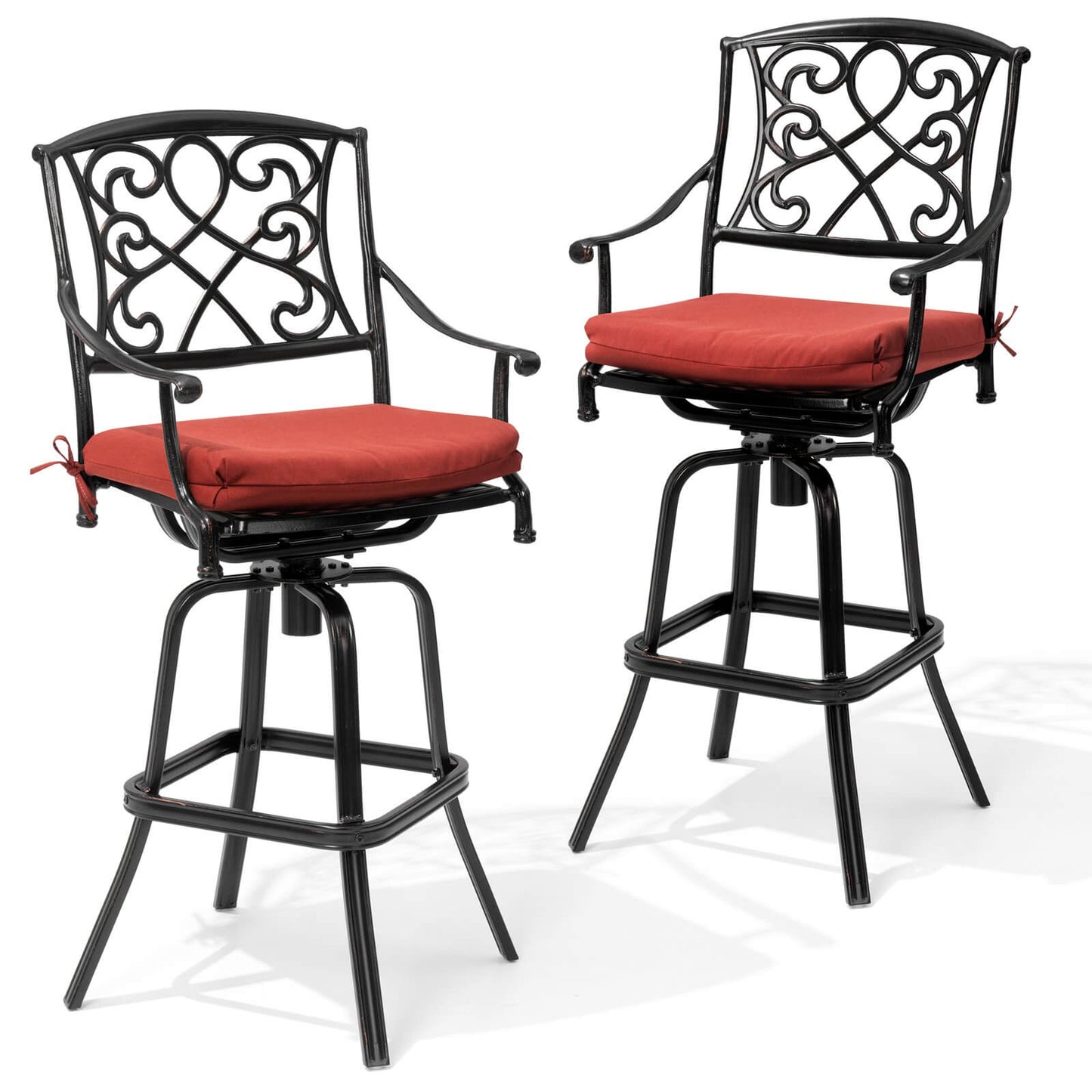 Aluminum Swivel Outdoor Bar Stool Set of 2 with Sunbrella Cushions