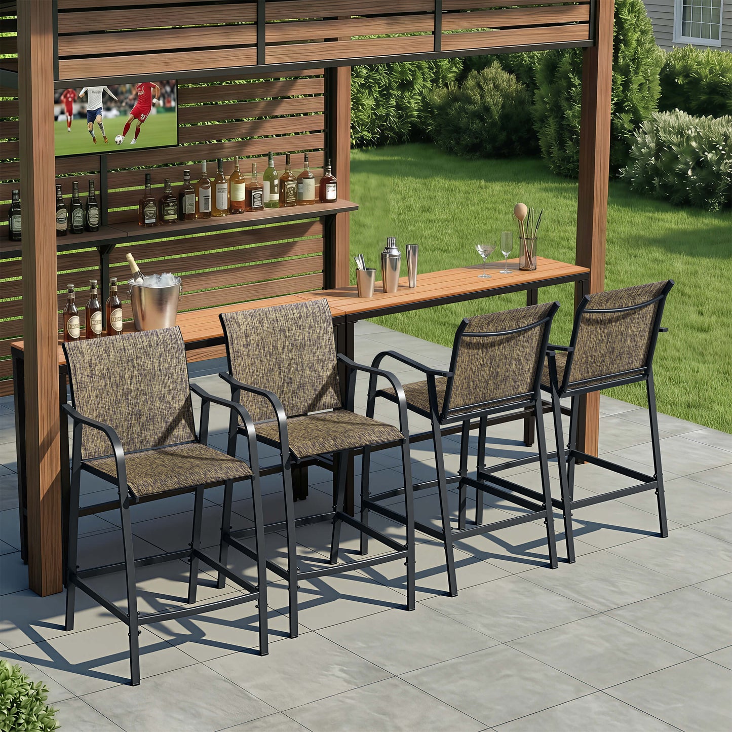Textilene Outdoor Patio Bar Stool Set of 2