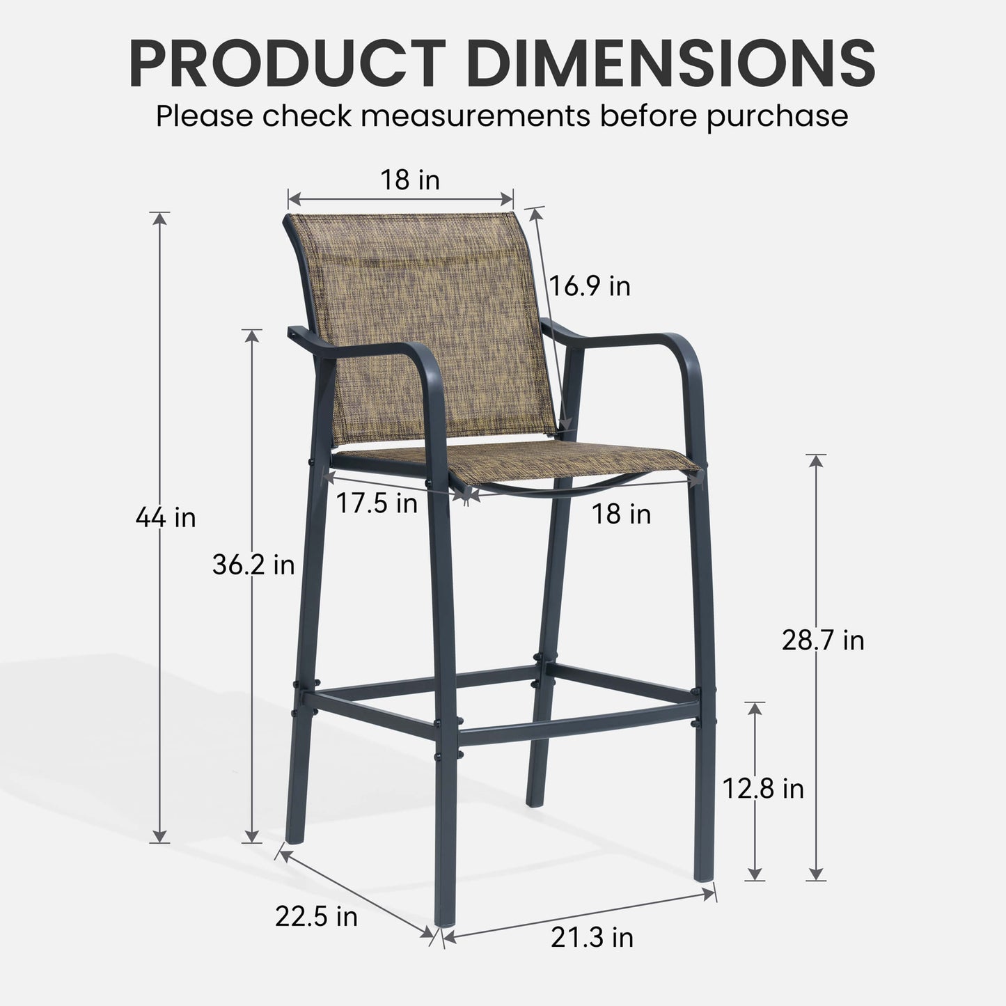 Textilene Outdoor Patio Bar Stool Set of 2