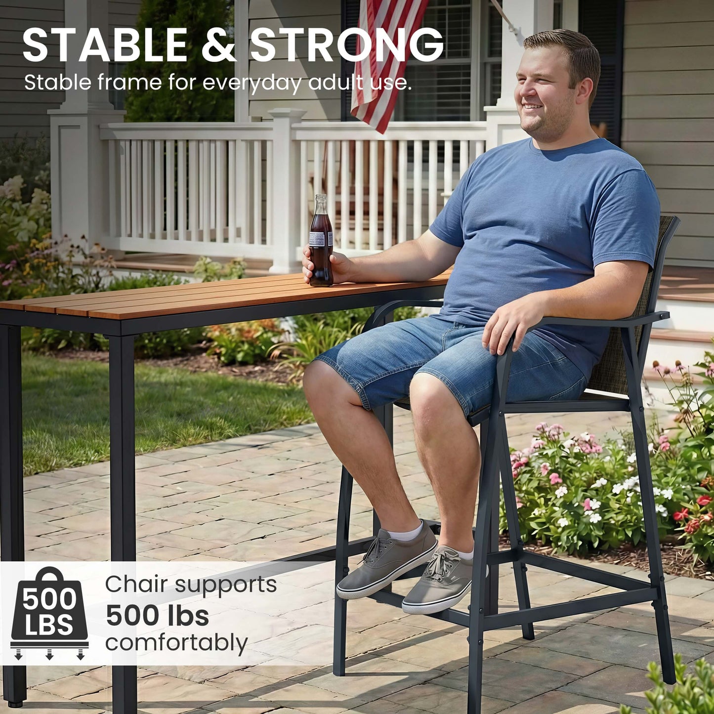Textilene Outdoor Patio Bar Stool Set of 2