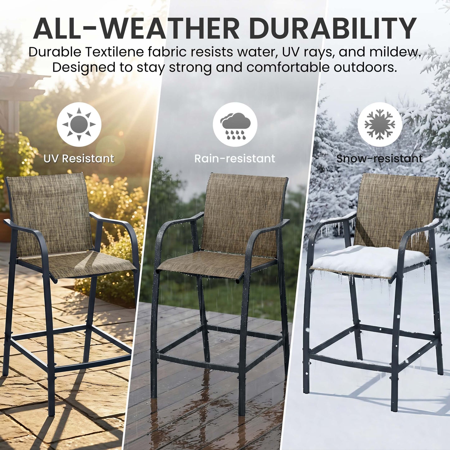 Textilene Outdoor Patio Bar Stool Set of 2