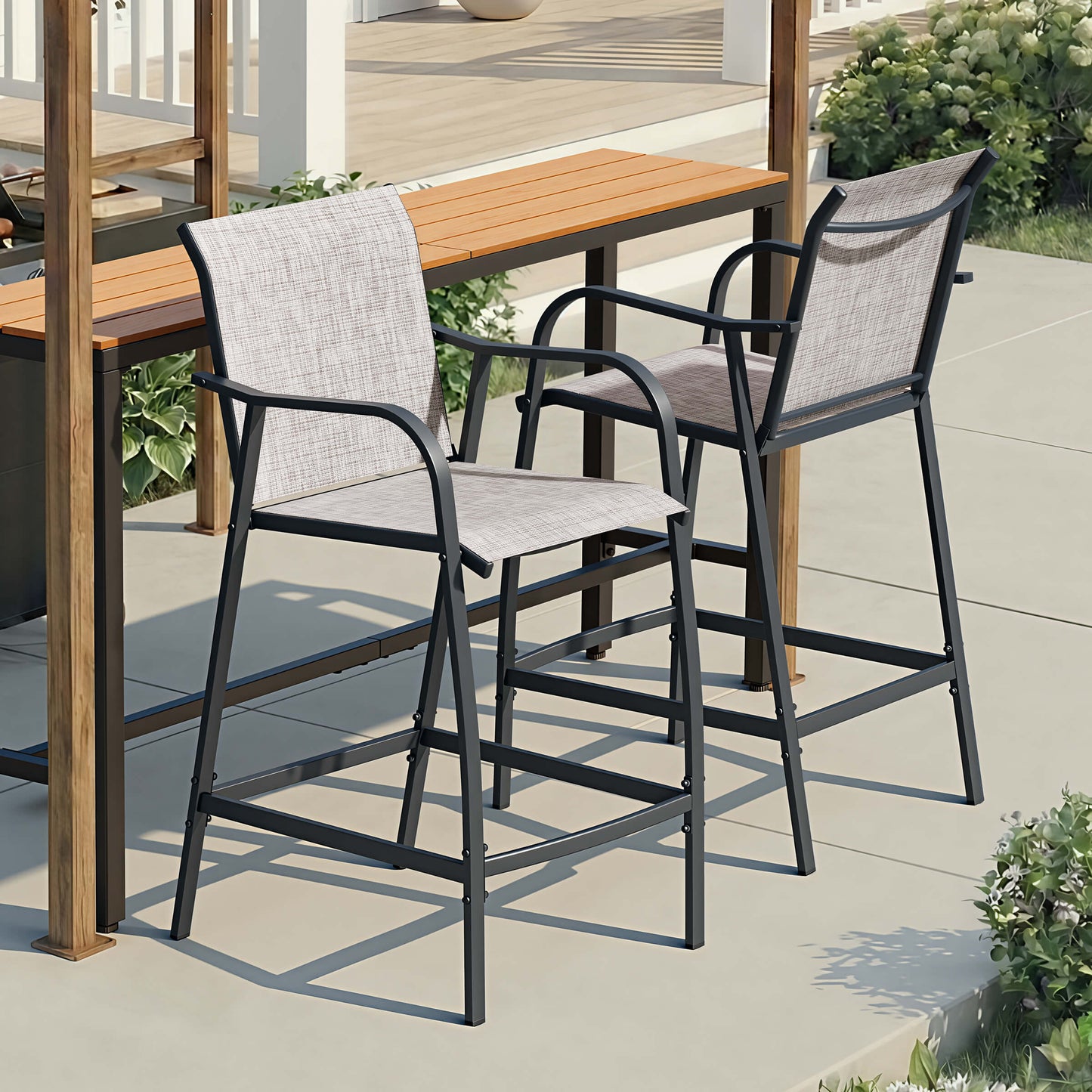 Textilene Outdoor Patio Bar Stool Set of 2