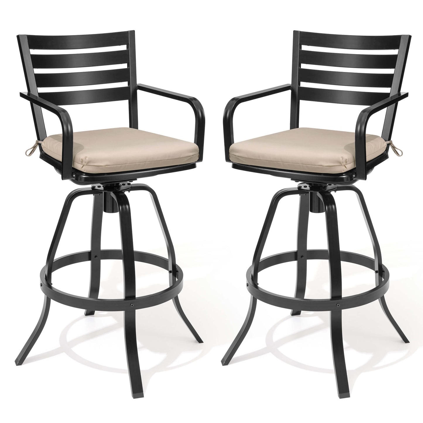 Cast Aluminum Swivel Outdoor Bar Stool Set of 2 with Sunbrella