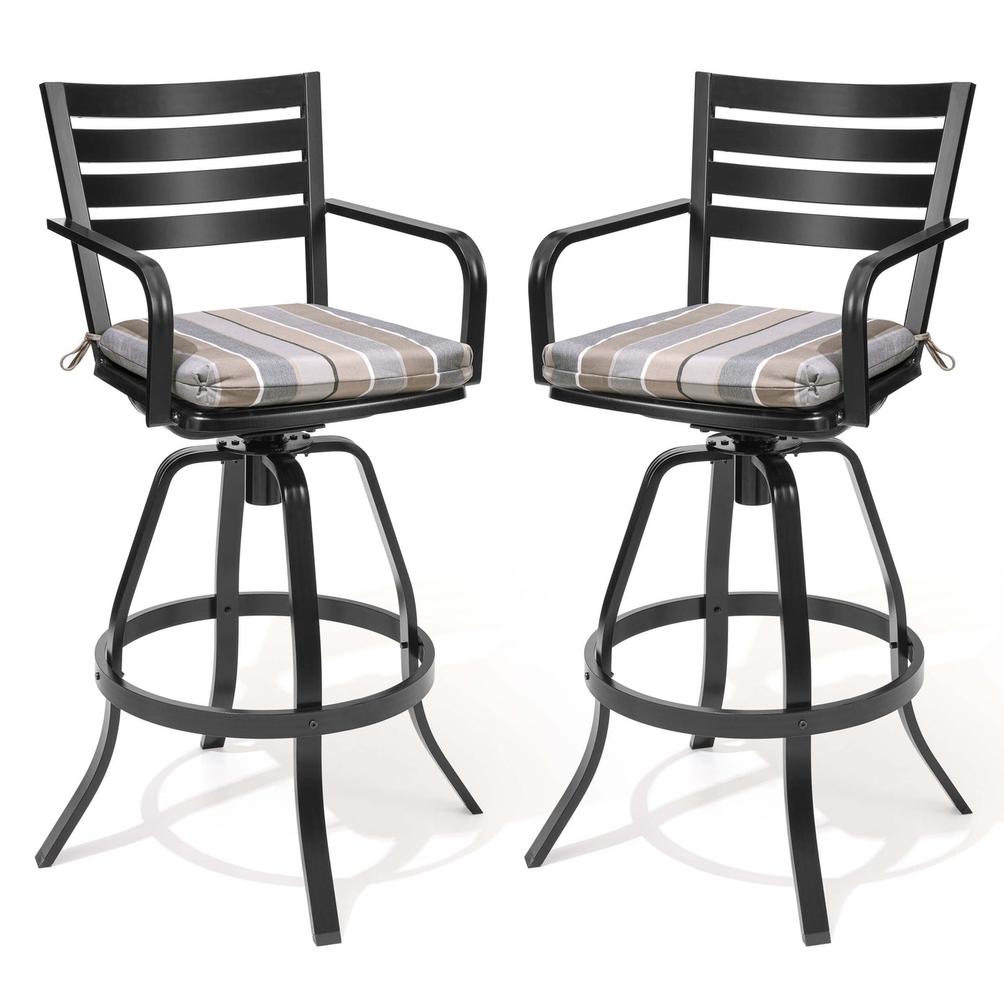 Cast Aluminum Swivel Outdoor Bar Stool Set of 2 with Sunbrella
