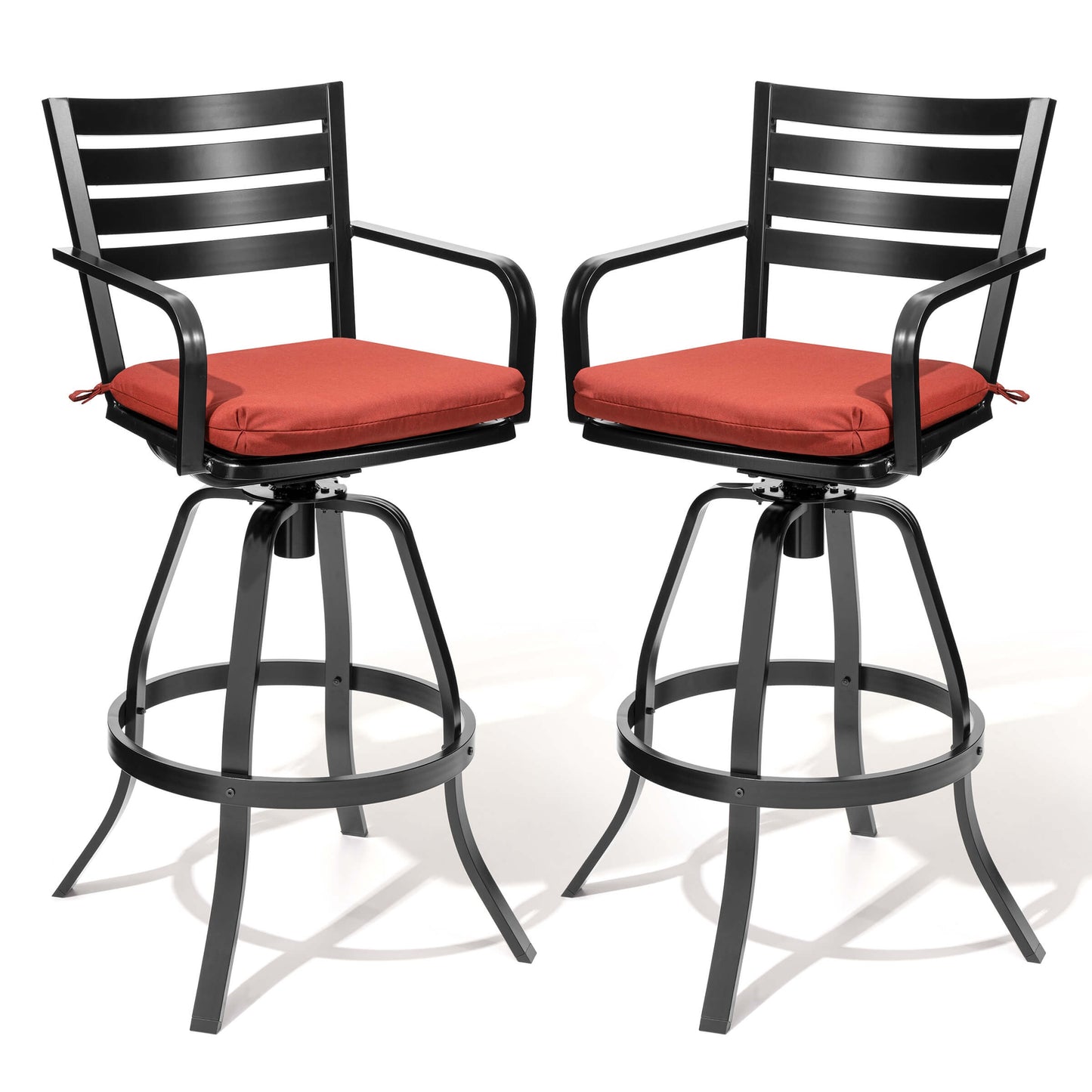 Cast Aluminum Swivel Outdoor Bar Stool Set of 2 with Sunbrella