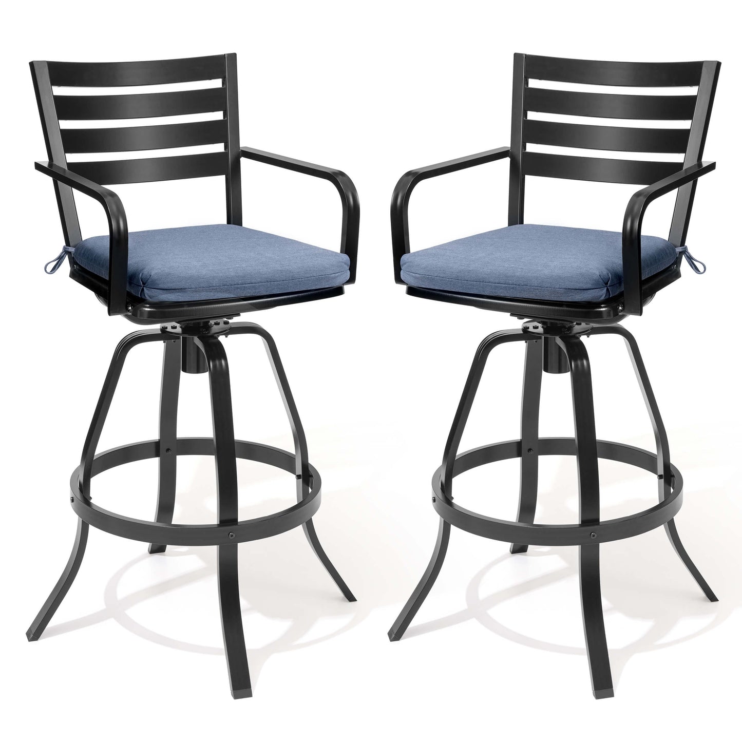 Cast Aluminum Swivel Outdoor Bar Stool Set of 2 with Sunbrella
