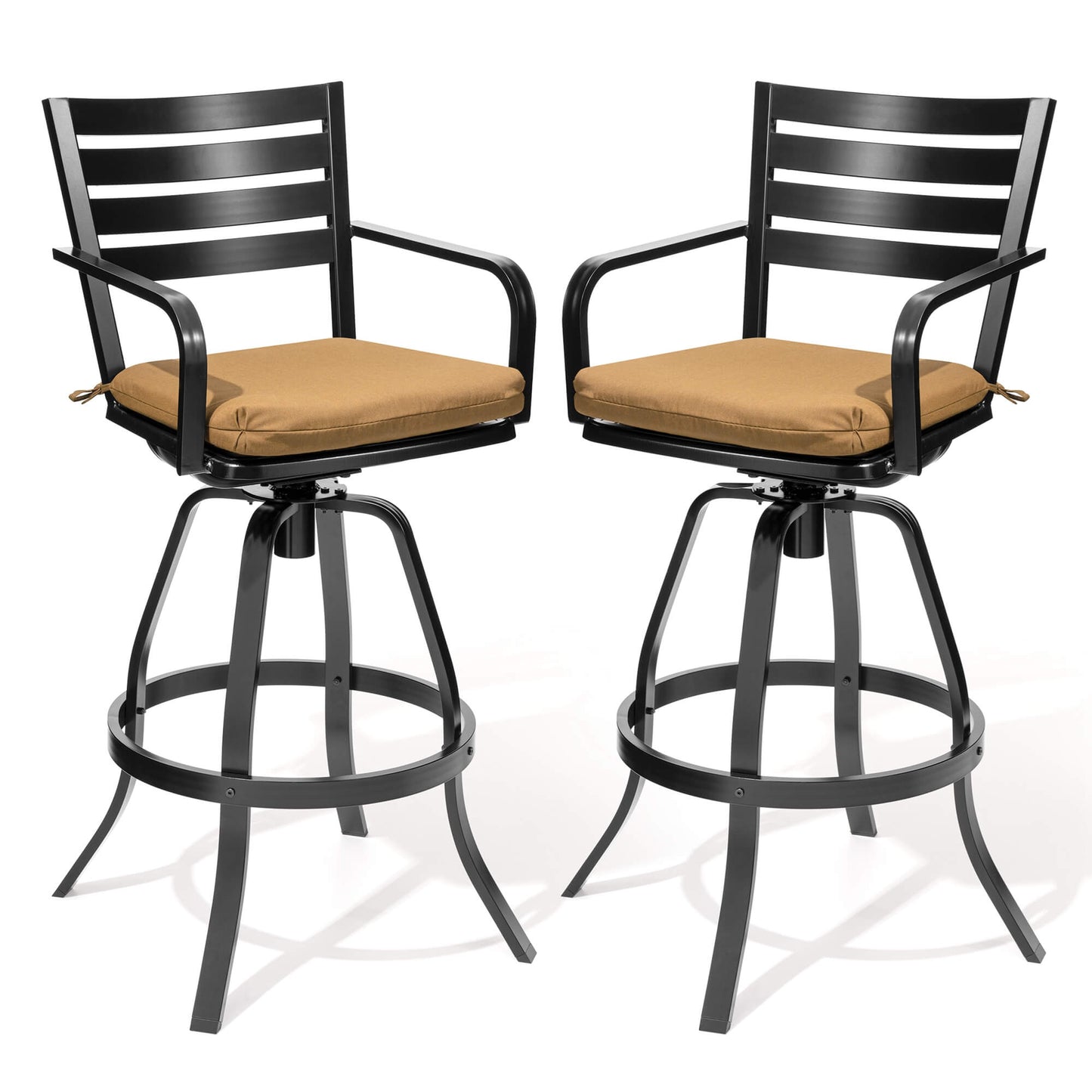 Cast Aluminum Swivel Outdoor Bar Stool Set of 2 with Sunbrella