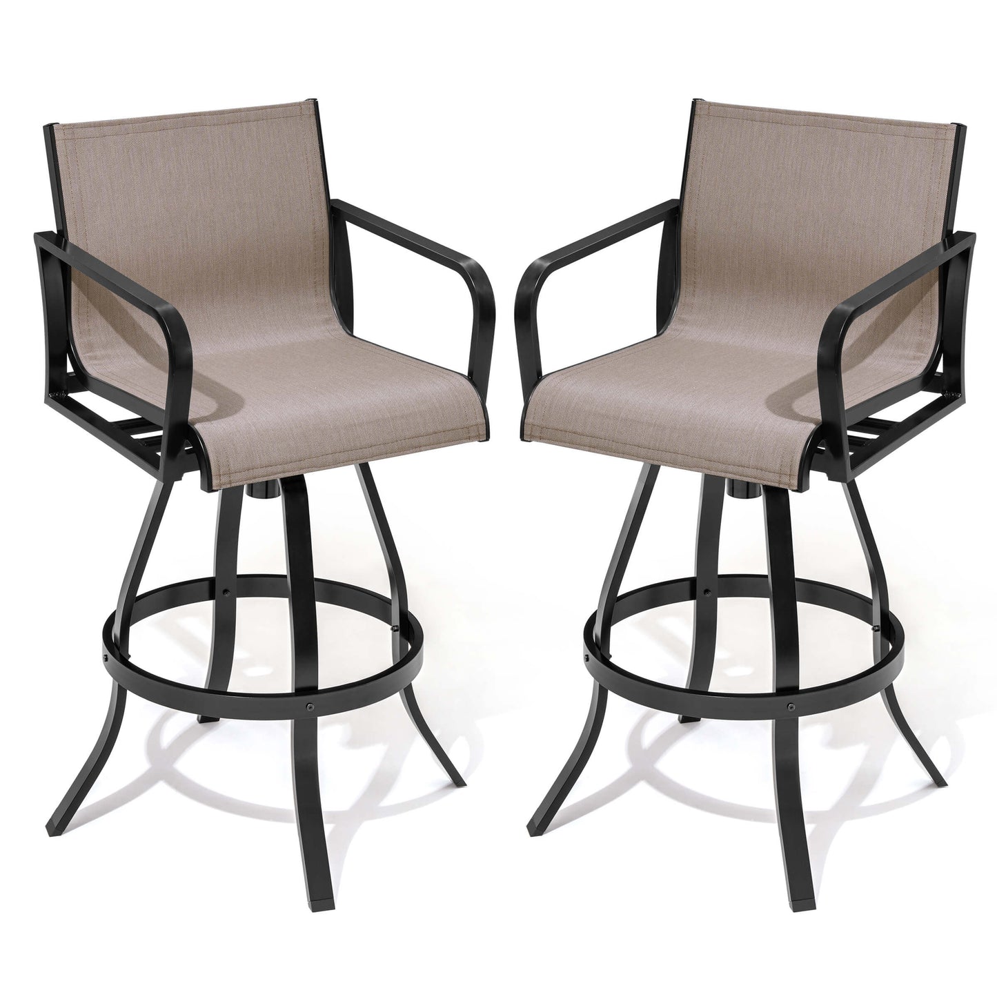 Aluminum Swivel Outdoor Bar Stool Set of 2 with Textilene