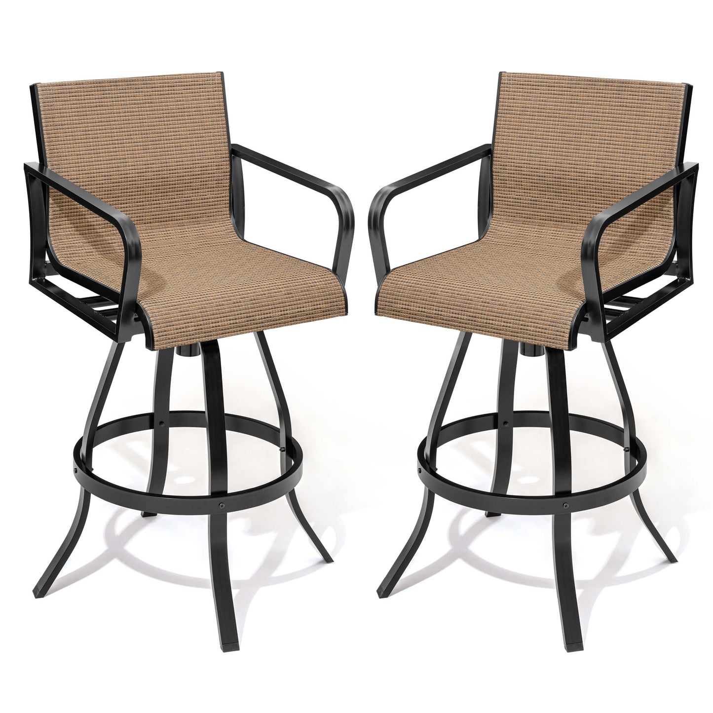 Aluminum Swivel Outdoor Bar Stool Set of 2 with Textilene