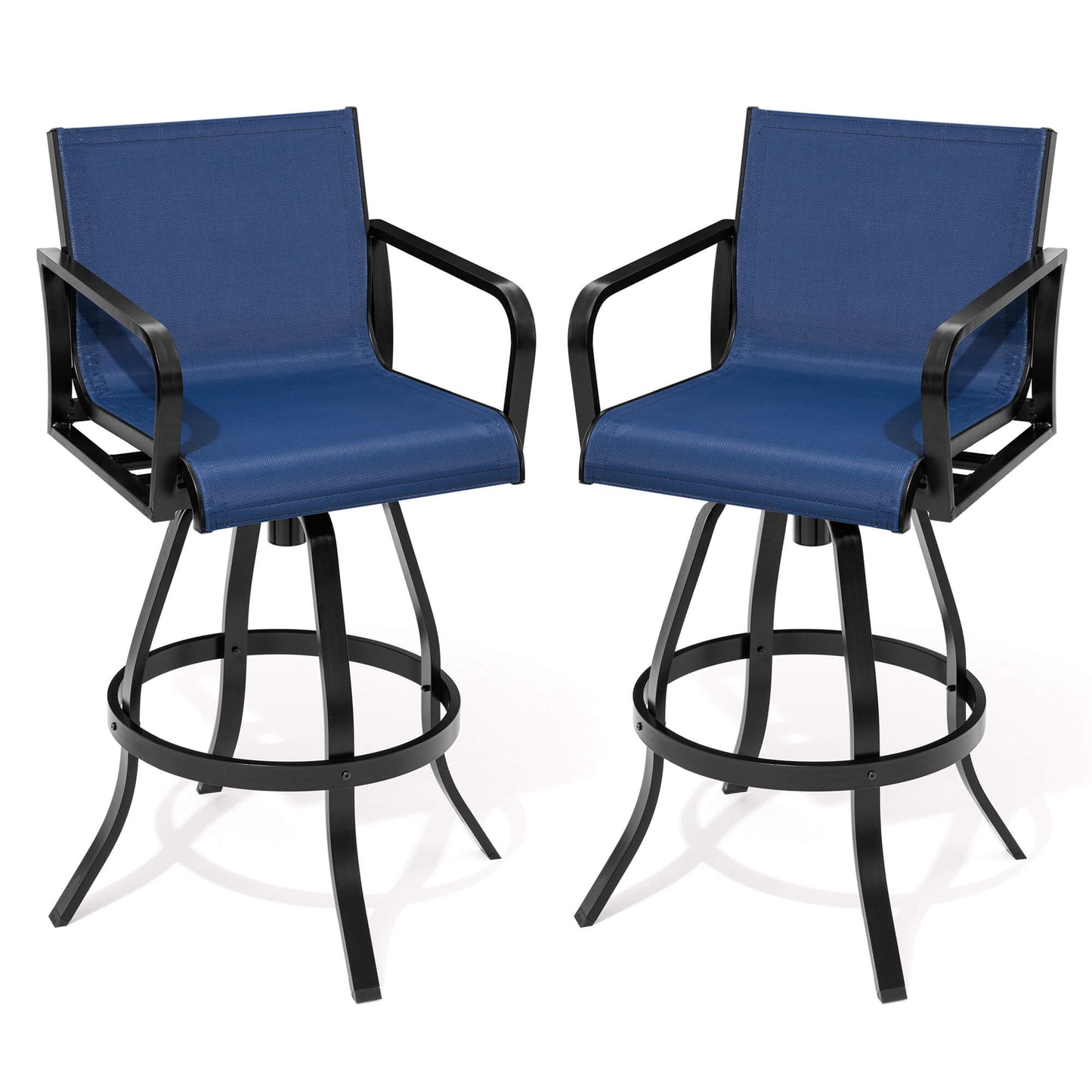 Aluminum Swivel Outdoor Bar Stool Set of 2 with Textilene