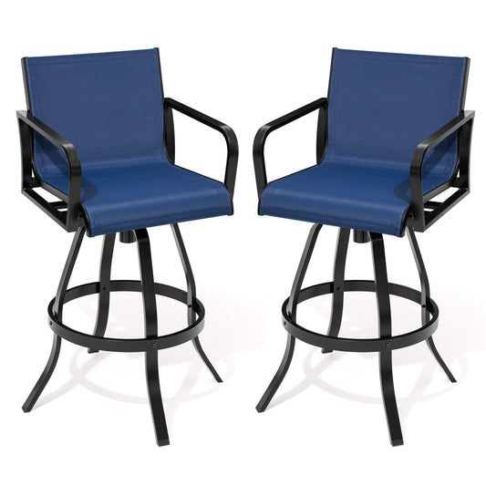 Aluminum Swivel Outdoor Bar Stool Set of 2 with Textilene