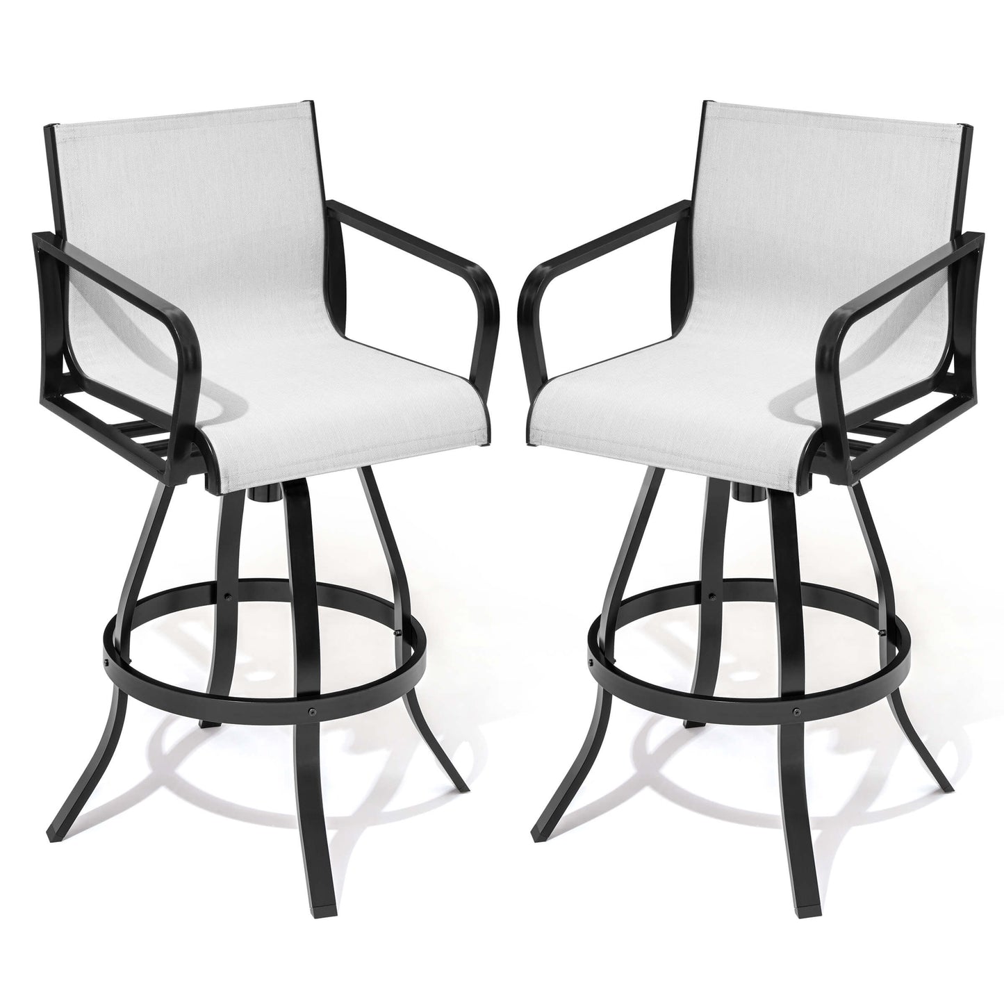 Aluminum Swivel Outdoor Bar Stool Set of 2 with Textilene