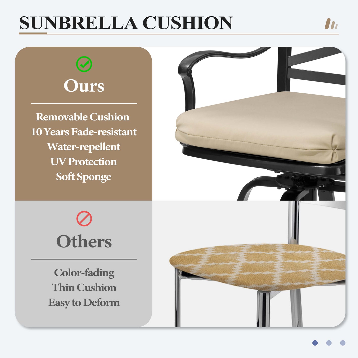 Aluminum Swivel Outdoor Bar Stool Set of 2 with Sunbrella Cushion