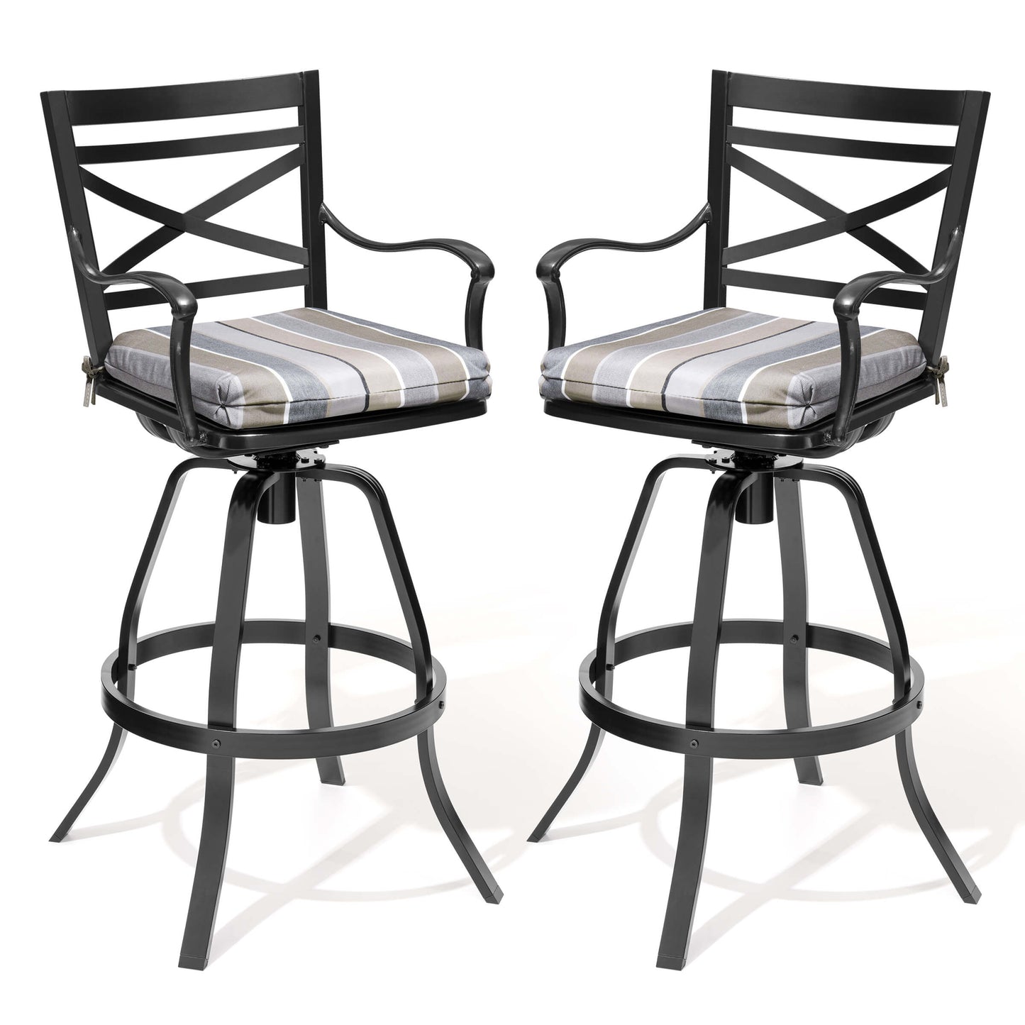 Aluminum Swivel Outdoor Bar Stool Set of 2 with Sunbrella Cushion