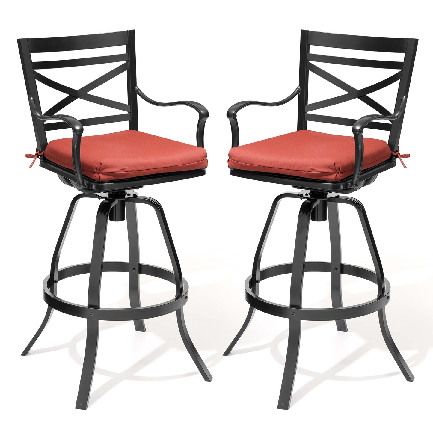 Aluminum Swivel Outdoor Bar Stool Set of 2 with Sunbrella Cushion