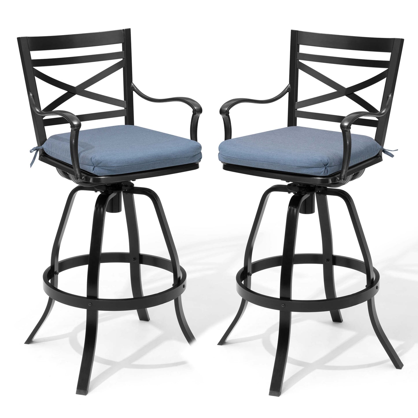 Aluminum Swivel Outdoor Bar Stool Set of 2 with Sunbrella Cushion