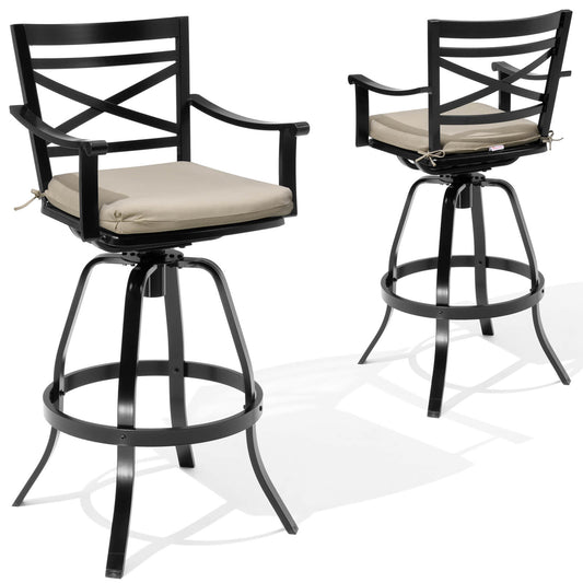 Aluminum Swivel Bar Stools Set of 2 with Sunbrella