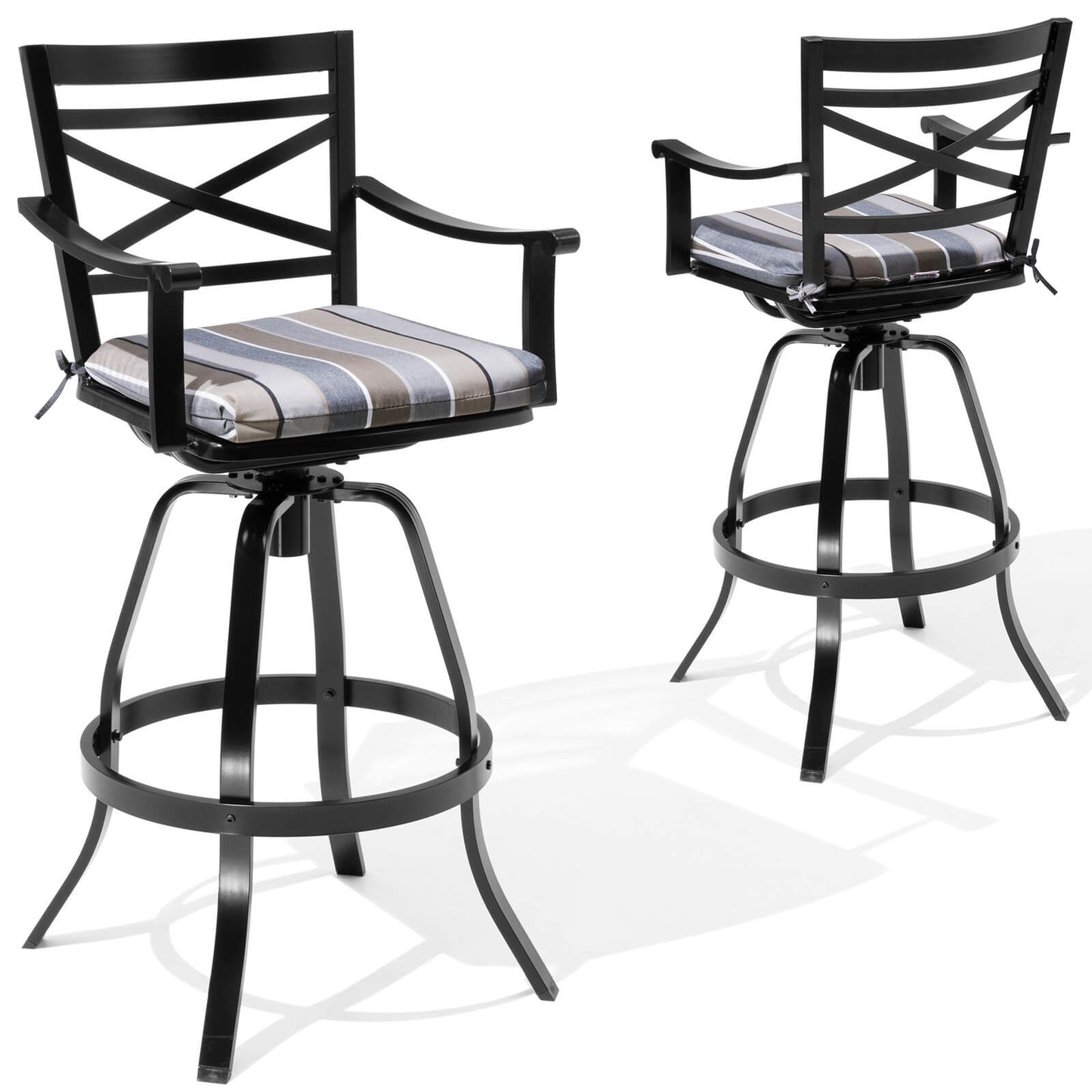Aluminum Swivel Bar Stools Set of 2 with Sunbrella