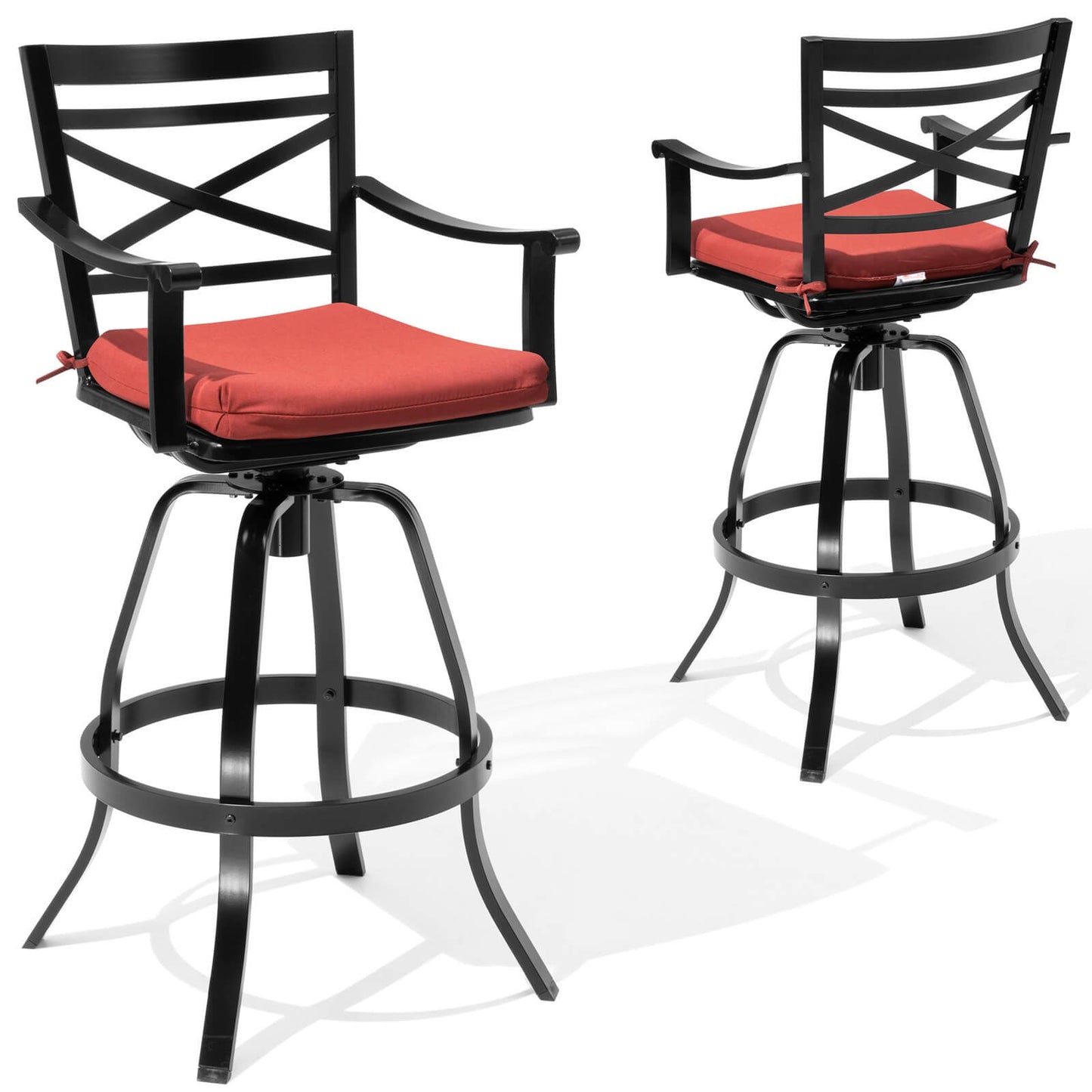Aluminum Swivel Bar Stools Set of 2 with Sunbrella