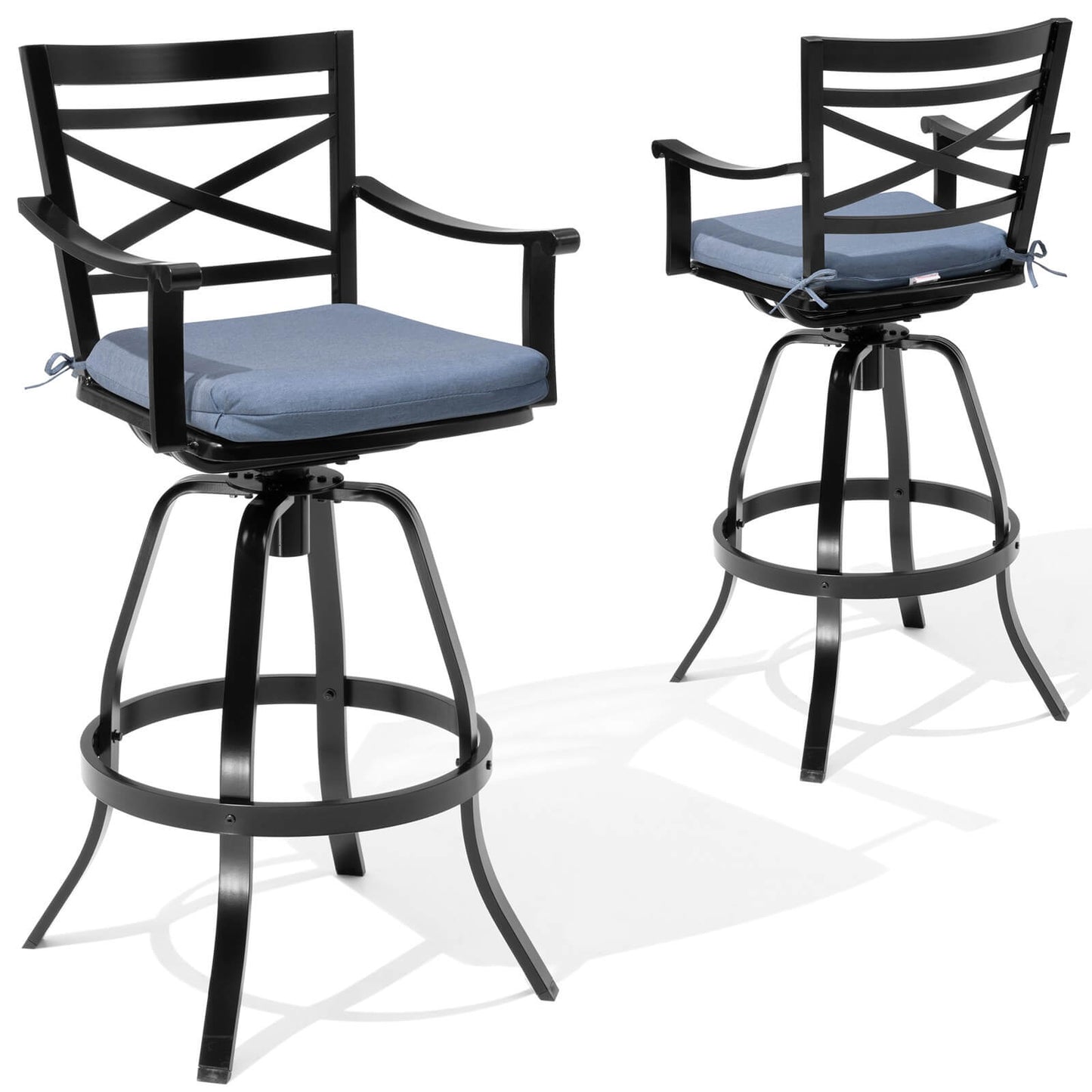Aluminum Swivel Bar Stools Set of 2 with Sunbrella