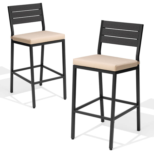 Outdoor Patio Bar Stool Set of 2 with Cushion