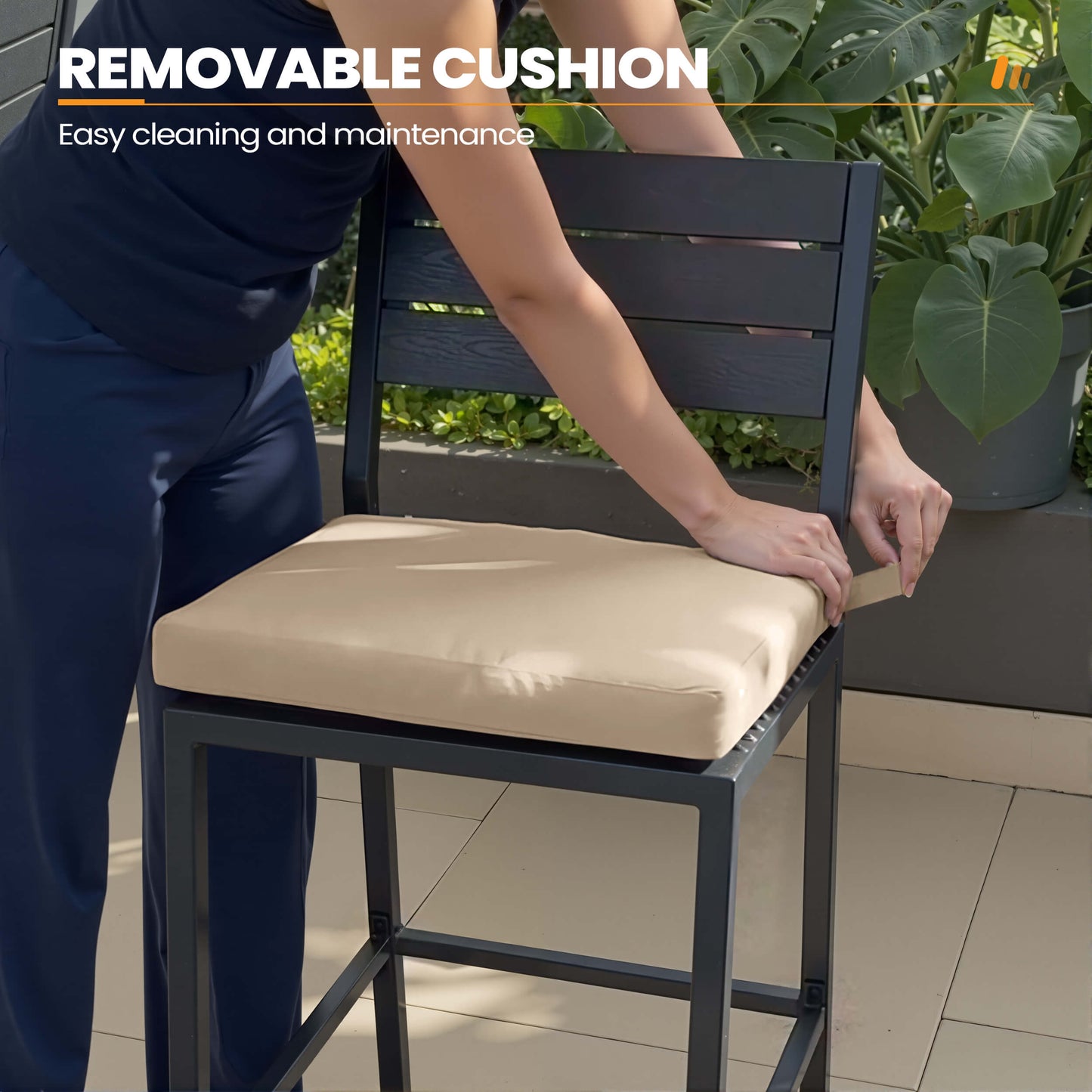 Outdoor Patio Bar Stool Set of 2 with Cushion