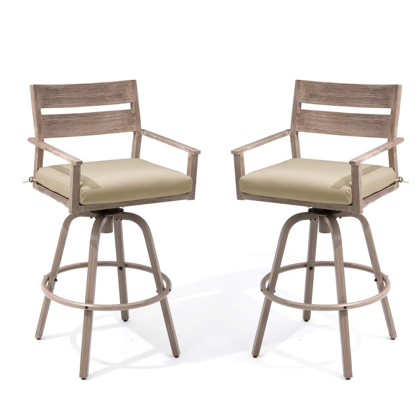 Aluminum Swivel Outdoor Bar Stool Set of 2 with Sunbrella Cushion