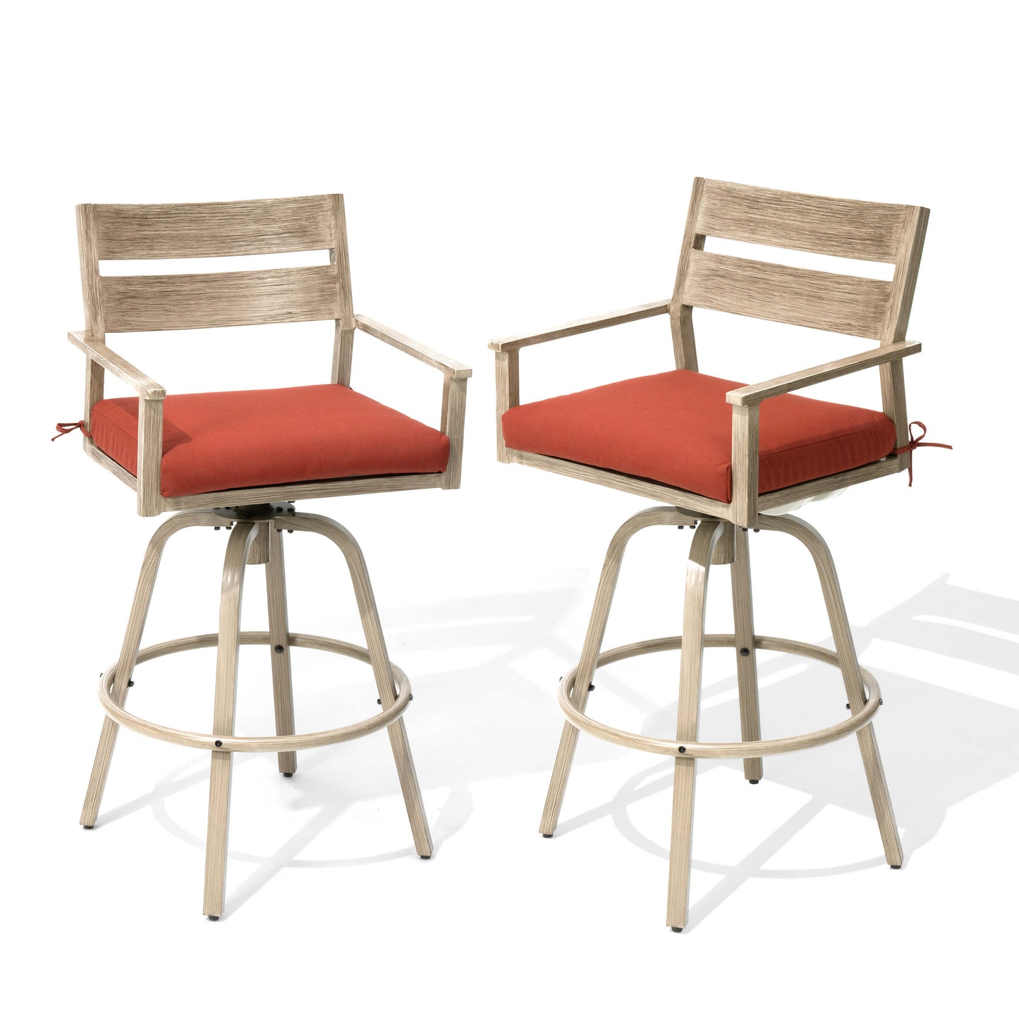 Aluminum Swivel Outdoor Bar Stool Set of 2 with Sunbrella Cushion