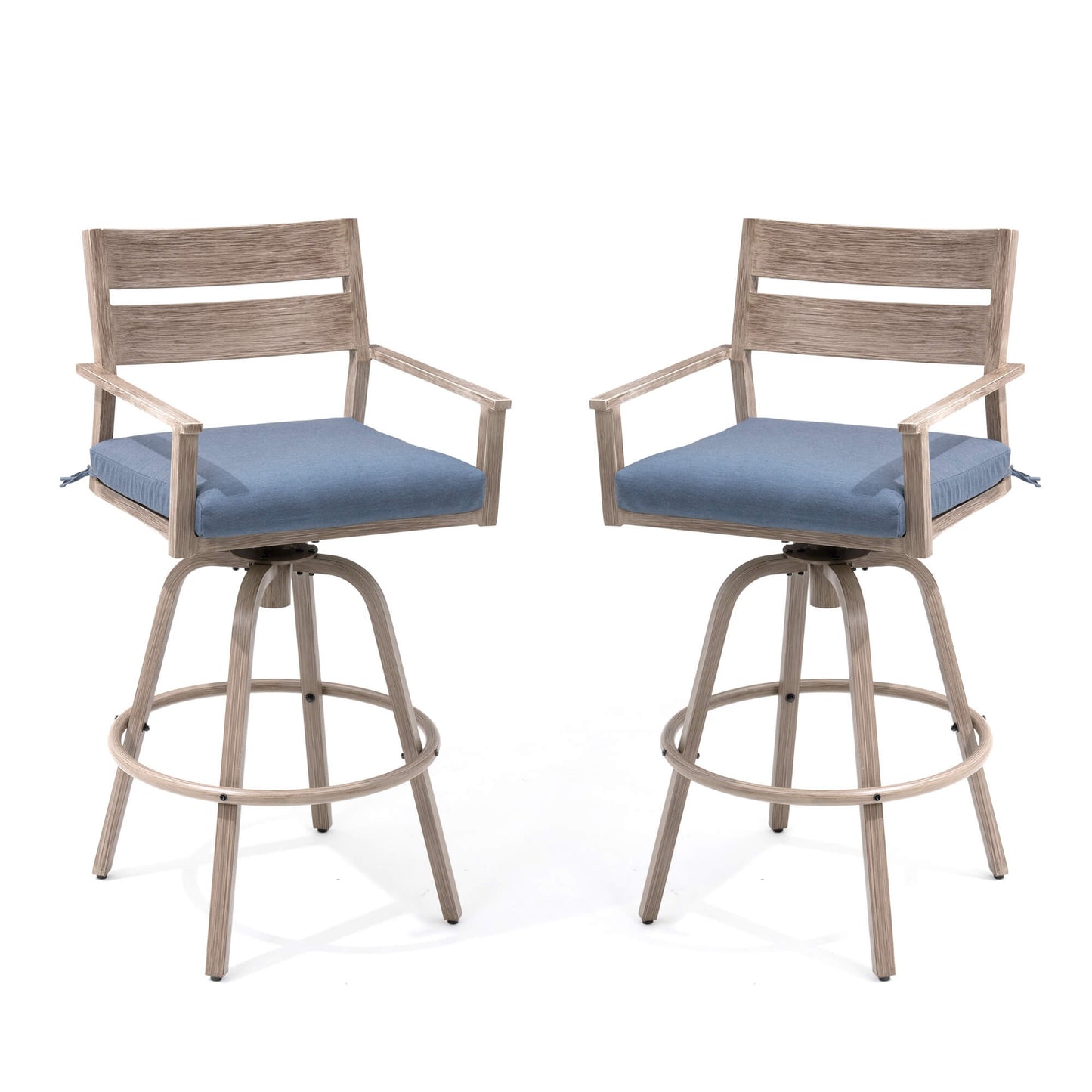 Aluminum Swivel Outdoor Bar Stool Set of 2 with Sunbrella Cushion