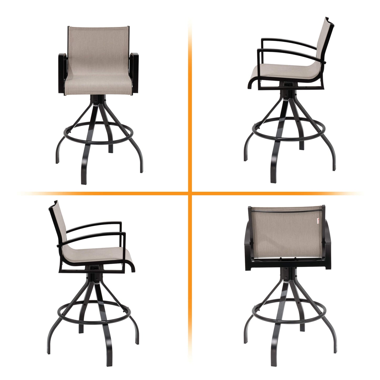 Aluminum Swivel Outdoor Bar Stool Set of 2 with Sunbrella