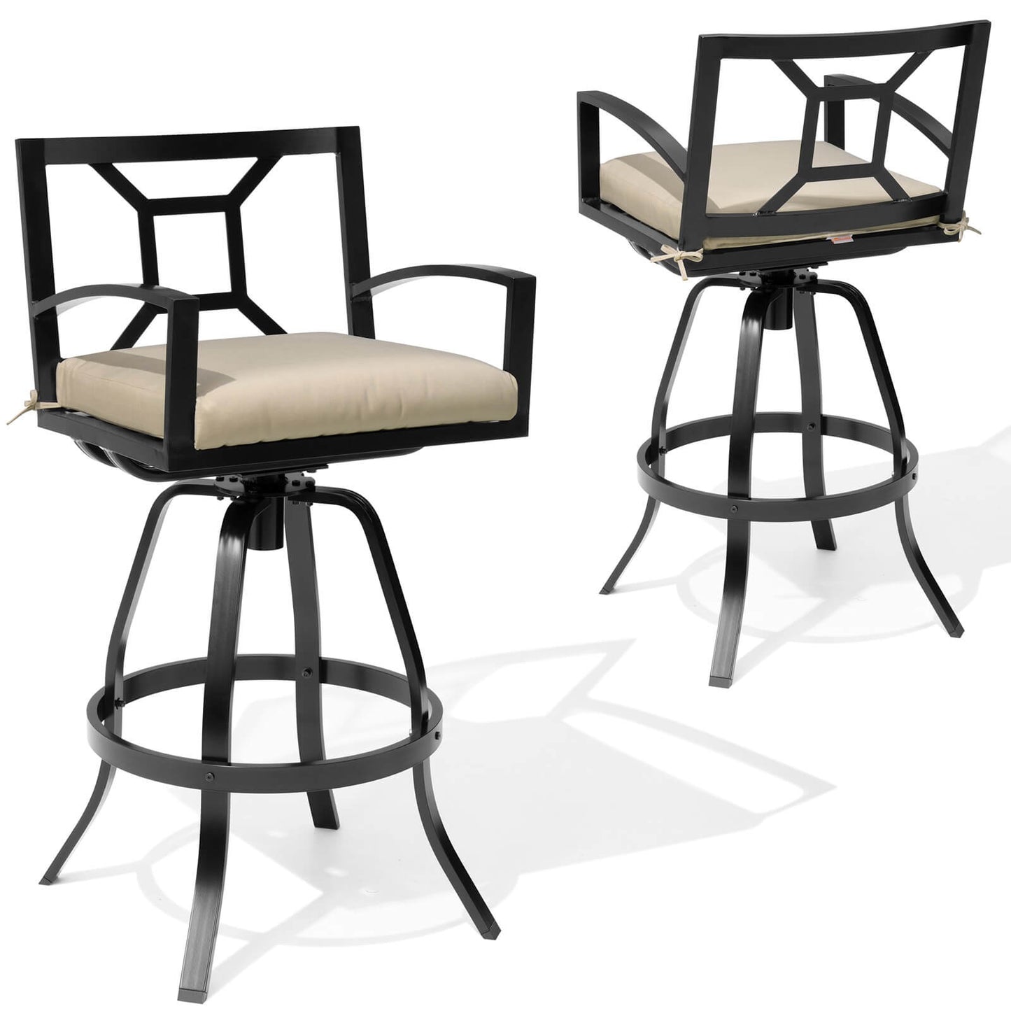 Aluminum Swivel Outdoor Bar Stool Set of 2 with Sunbrella Cushions