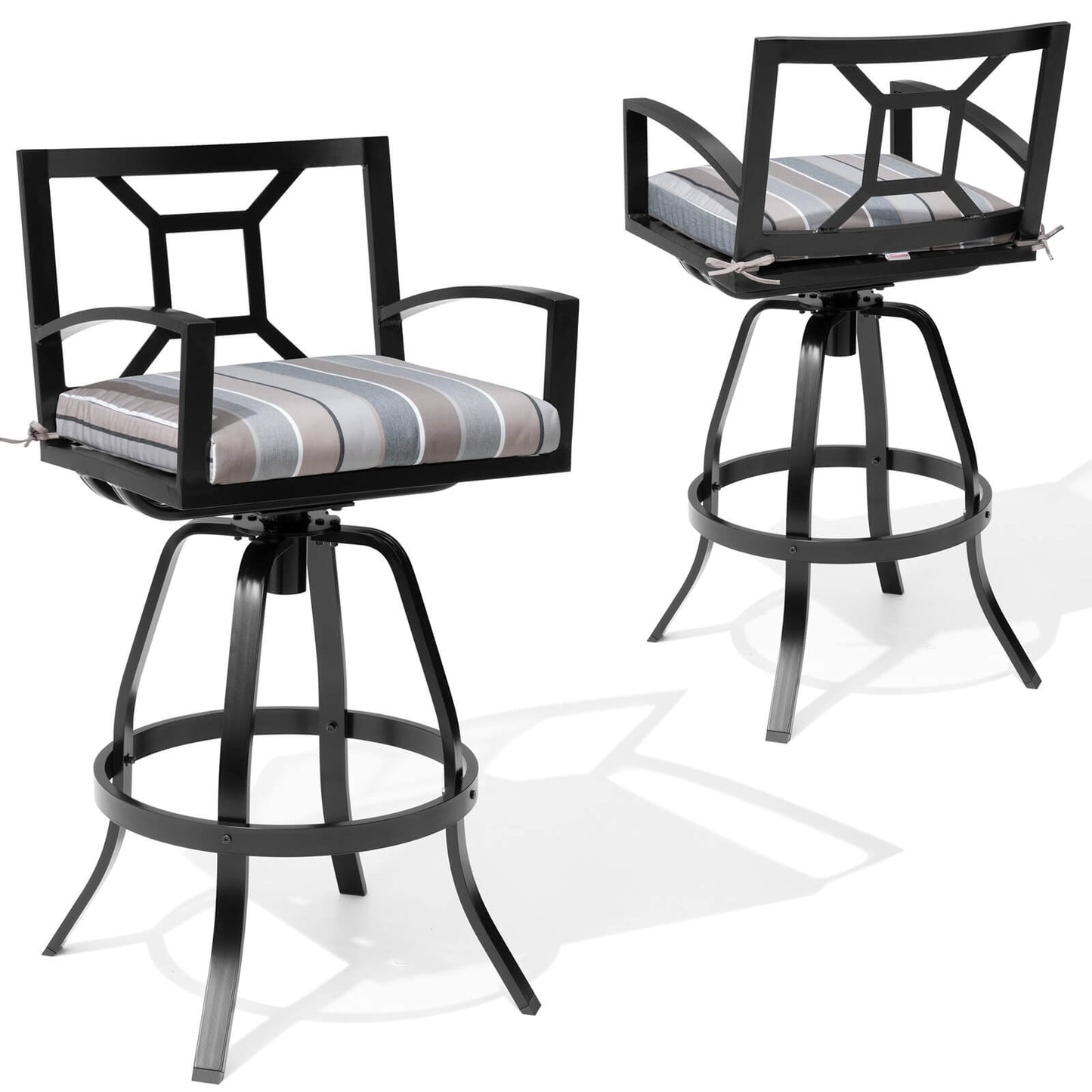 Aluminum Swivel Outdoor Bar Stool Set of 2 with Sunbrella Cushions