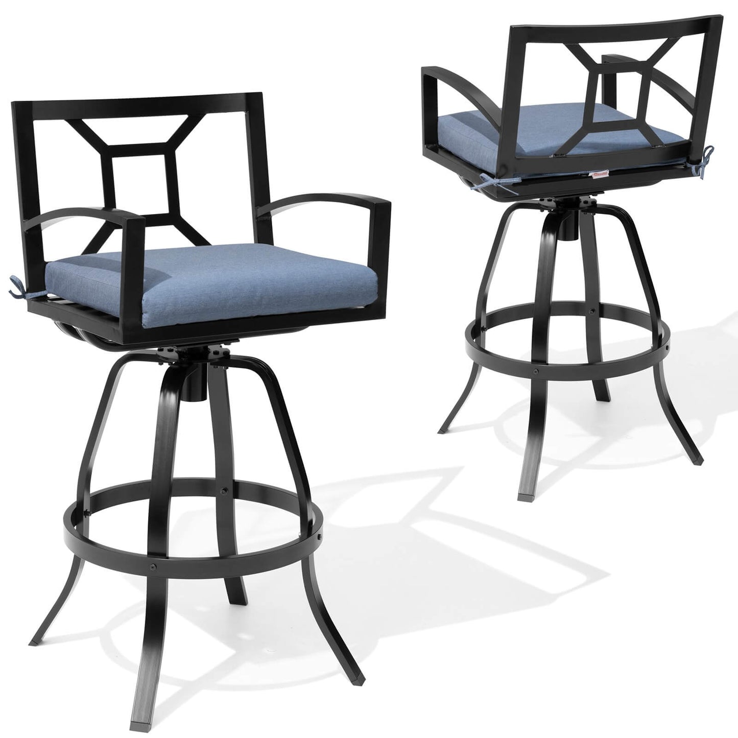 Aluminum Swivel Outdoor Bar Stool Set of 2 with Sunbrella Cushions
