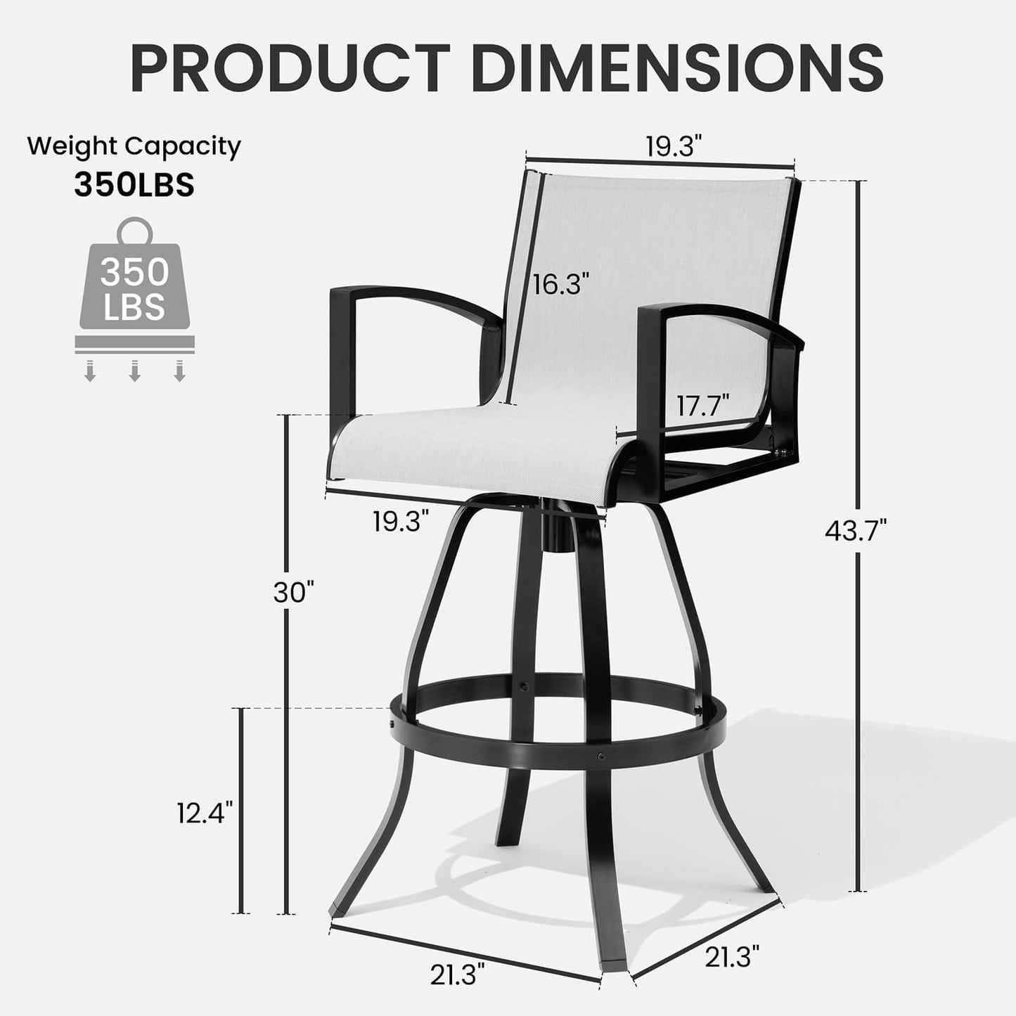 Aluminum Swivel Outdoor Bar Stool Set of 2 in Sunbrella