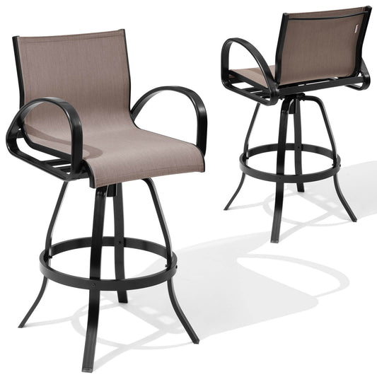 Aluminum Swivel Outdoor Bar Stool Set of 2 in Sunbrella
