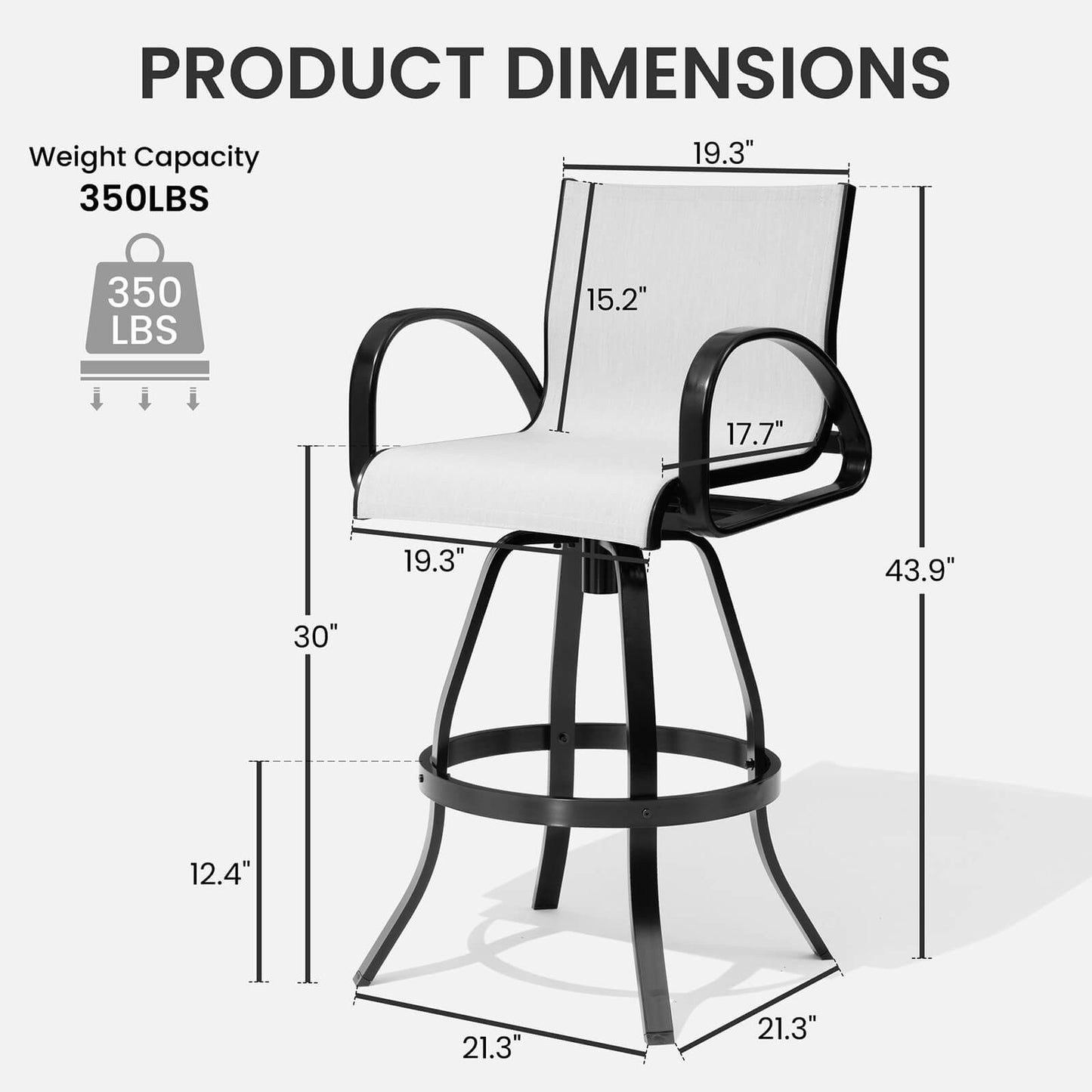 Aluminum Swivel Outdoor Bar Stool Set of 2 in Sunbrella