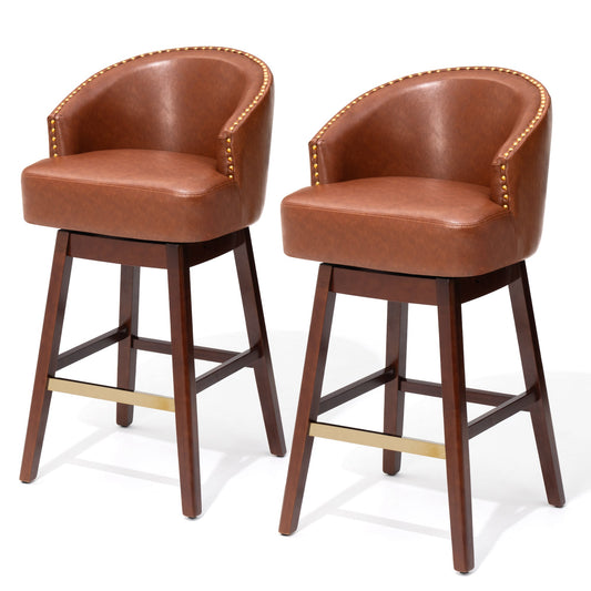 31.9" Swivel Faux Leather Bar Stool Set of 2