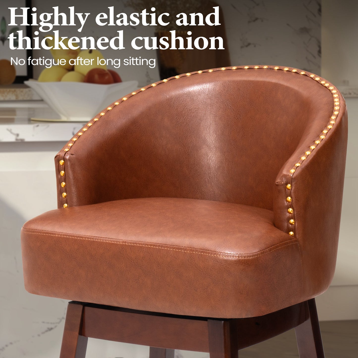 31.9" Swivel Faux Leather Bar Stool Set of 2