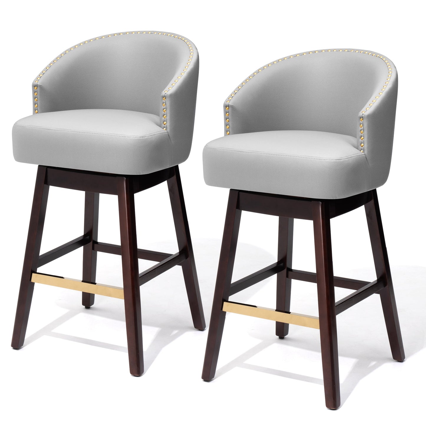 31.9" Swivel Faux Leather Bar Stool Set of 2